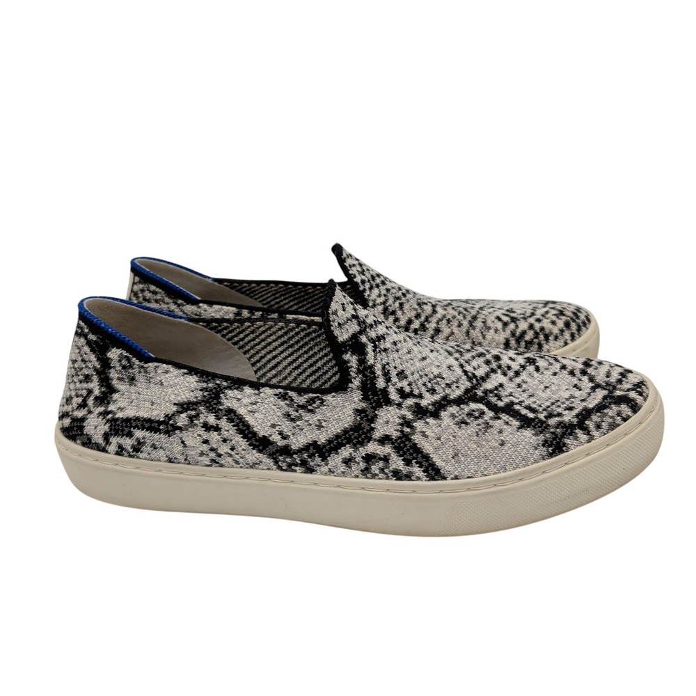 Rothys The Sneaker Womens 8 Python Snakeskin Grey Black Slip On Flat Shoes